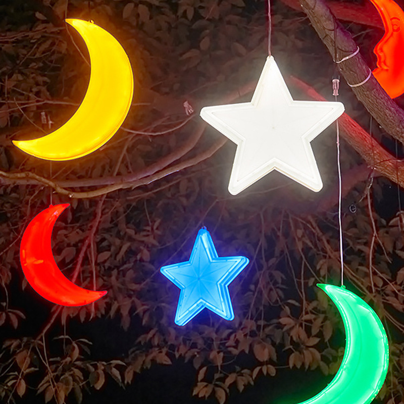 led tree hanging lights, outdoor waterproof atmosphere lights, engineering lighting scene arrangement decorative lights, New Year moon and star lights Specification drawing