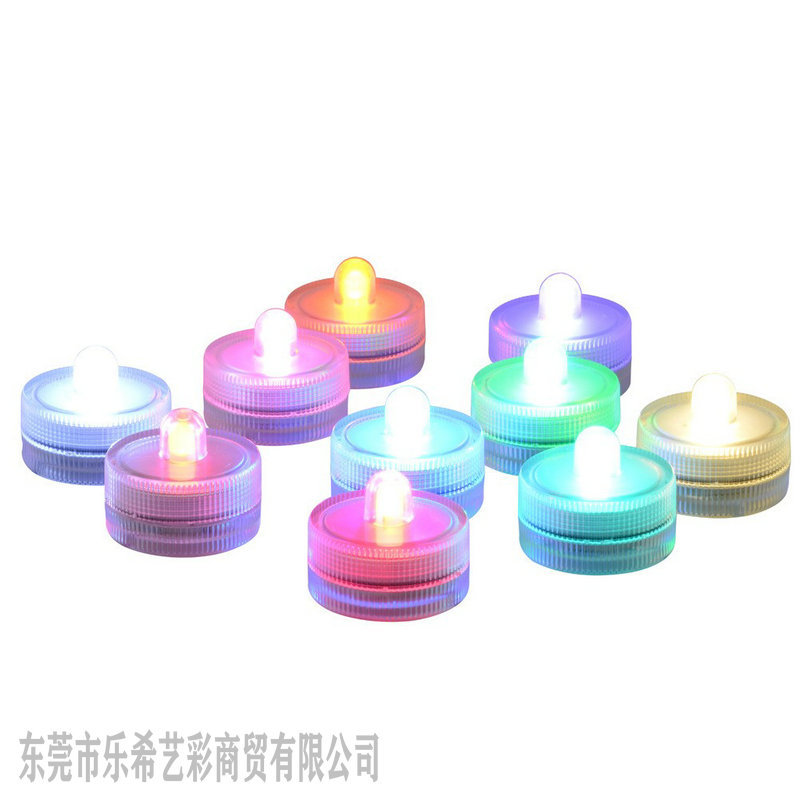 Circular led waterproof candle light, seven-color electronic candle light, fish tank light, aquarium diving light, script props full figure