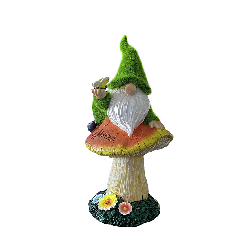 Amazon Elf Old Man Mushroom statue ornament, outdoor solar courtyard lawn decoration, dwarf garden statue Item Picture
