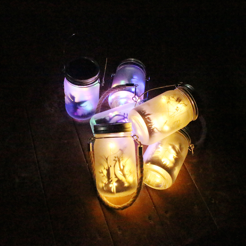 Cross-border Amazon solar glass Mason bottle, fairy can, solar lamp, garden lamp, garden decorative atmosphere lamp details Picture