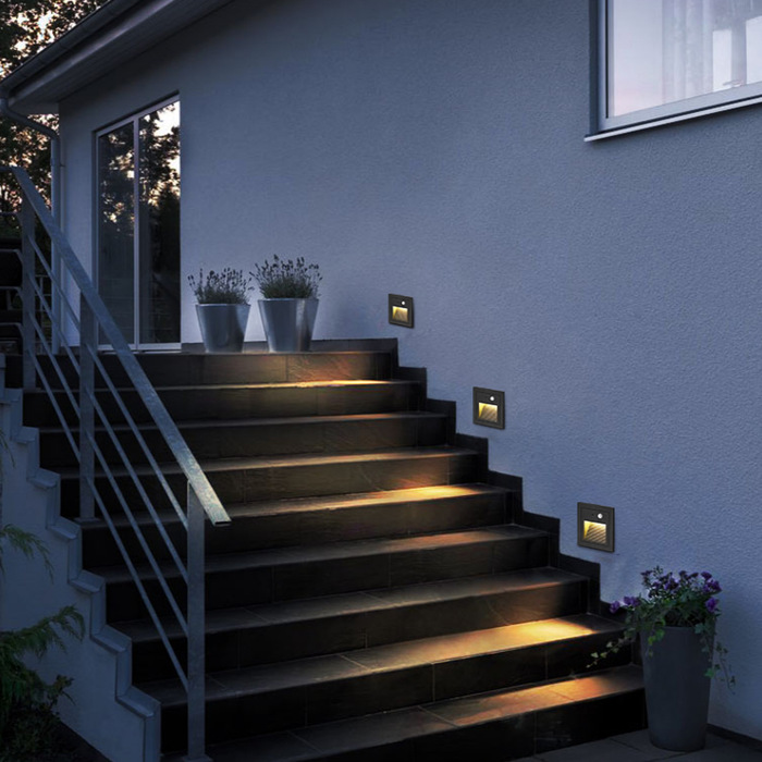 LED corner lights, park and hotel outdoor waterproof night lights, embedded sensor floor lights, staircase step lights Specification drawing