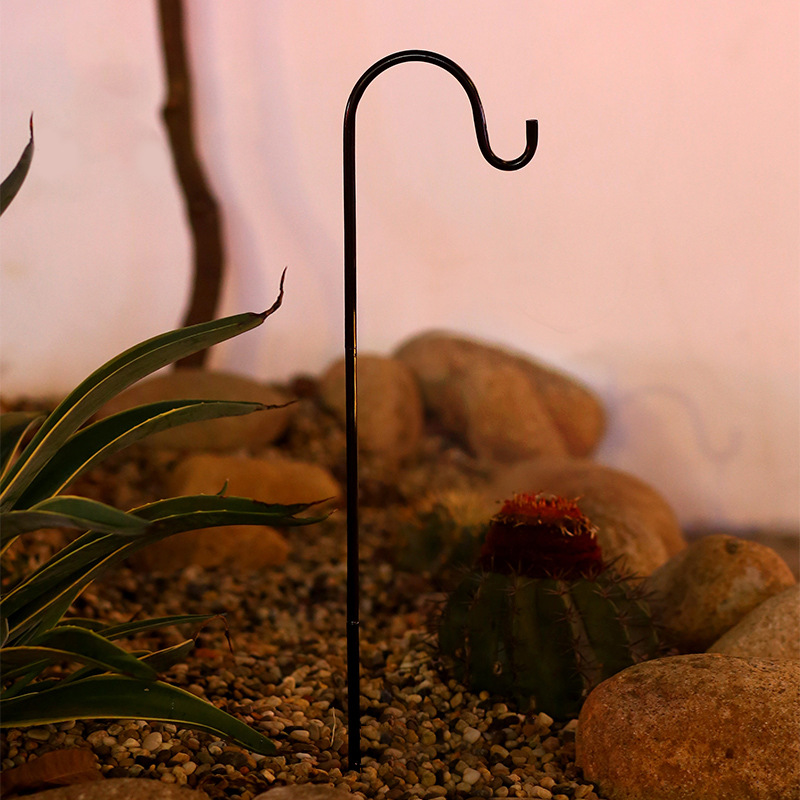 Iron solar-powered garden shepherd hook, outdoor decorative lawn, ground socket handicrafts, courtyard retro hook Specification drawing