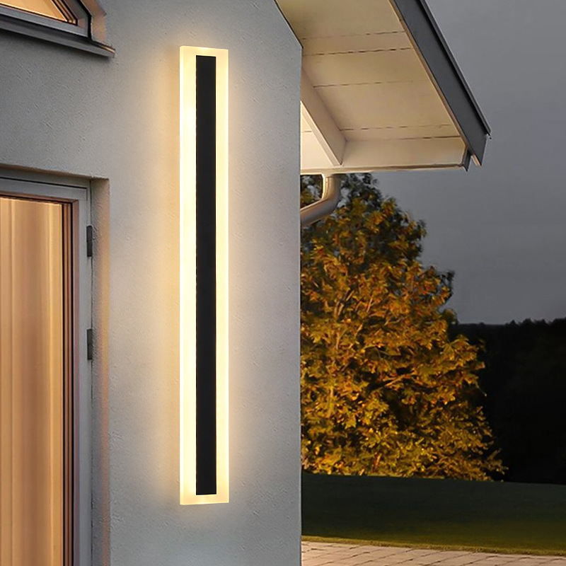 Outdoor waterproof long strip wall lamps, modern and simple courtyard exterior wall LED wall-washing lights, hotel and villa entrance long strip lights Specification drawing