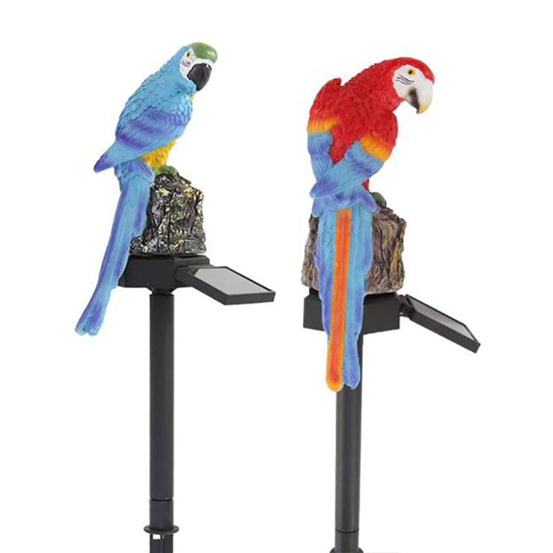 Modern courtyard decoration resin parrot solar lamp, outdoor waterproof garden resin ground insert animal landscape lamp Item Picture