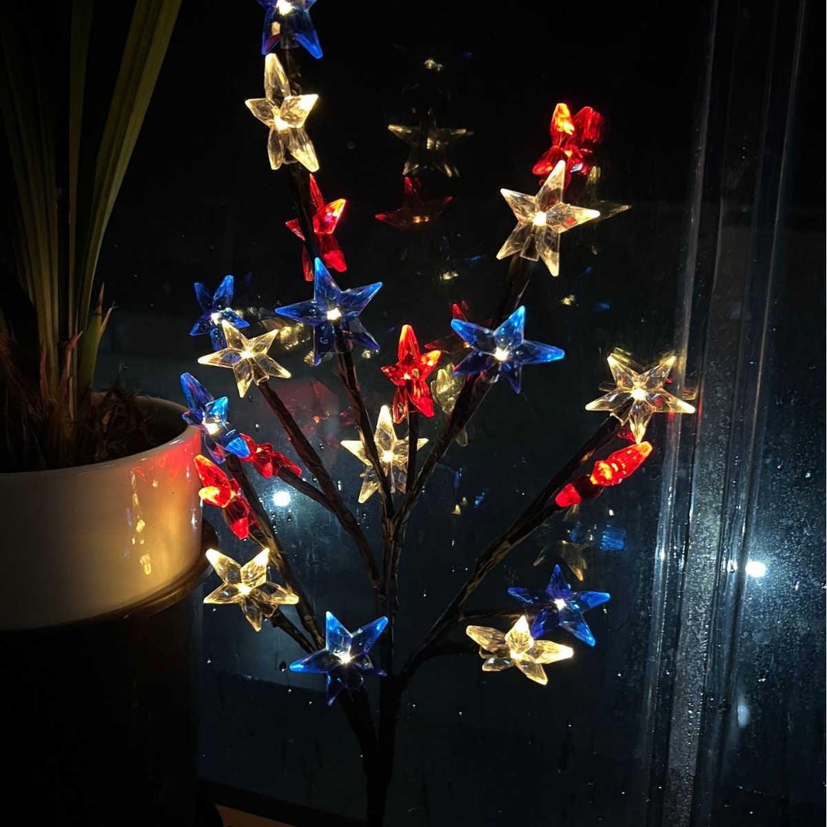 Amazon's best-selling solar tree branch ground light for the Independence Day of the United States, red, blue and white five-pointed star courtyard decoration Application Scenario