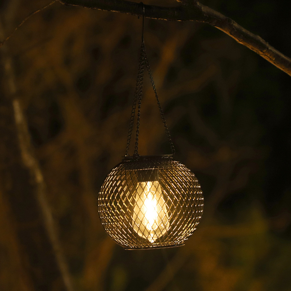 Ironwork solar lanterns, retro net chandeliers, outdoor garden lamps, hollowed-out lanterns, ultra-bright garden decorative lamps Application Scenario