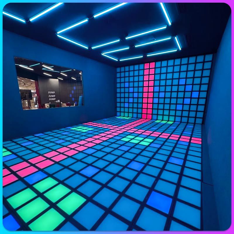 The "Jumping Grid Game" Led light block in the secret room allows you to jump and pass levels, step on the gravity floor tiles, and the lights are embedded Application Scenario
