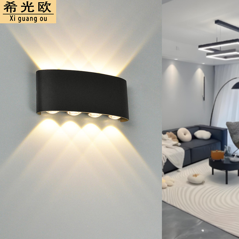 Outdoor wall lamp, waterproof wall lamp, led minimalist cross-border Amazon bestseller, top and bottom illuminated outdoor wall lamp details Picture