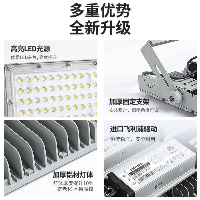 Philips led tunnel lighting, outdoor waterproof sports field high mast light, 500W high-power LED module floodlight details Picture