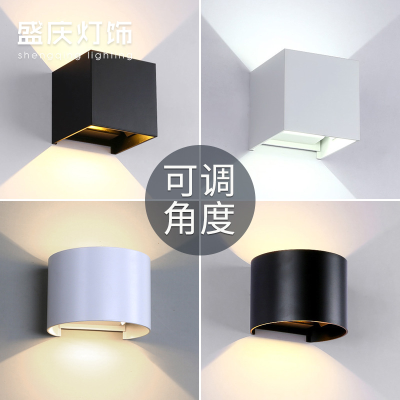 Double-head adjustable wall lamp, outdoor waterproof, square staircase, corridor, passageway, living room, bedside, bedroom background, wall lamp full figure