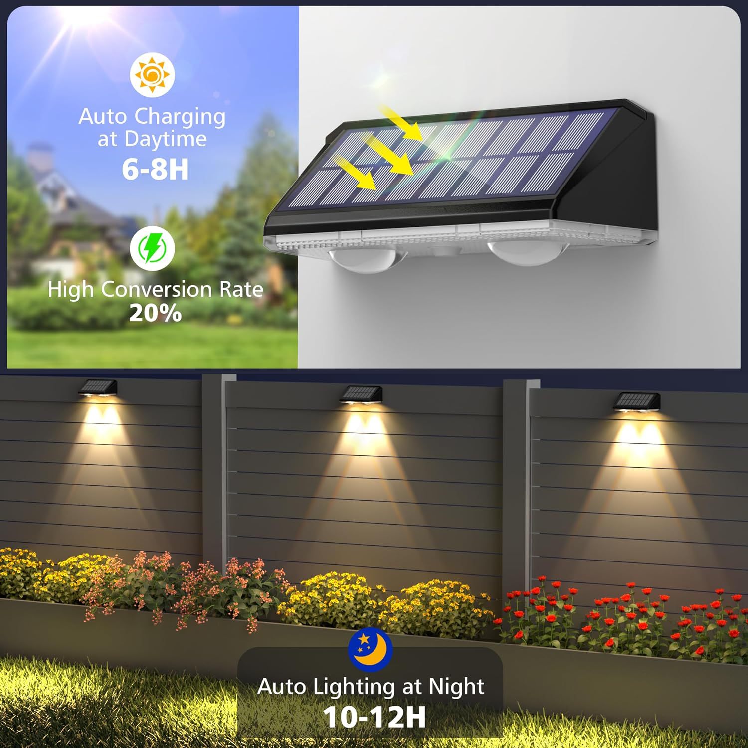 Youdaoplaceholder0 cross-border new solar garden wall lamp, outdoor RGB dimming, garden wall decoration, atmosphere, and wall-washing landscape Application Scenario