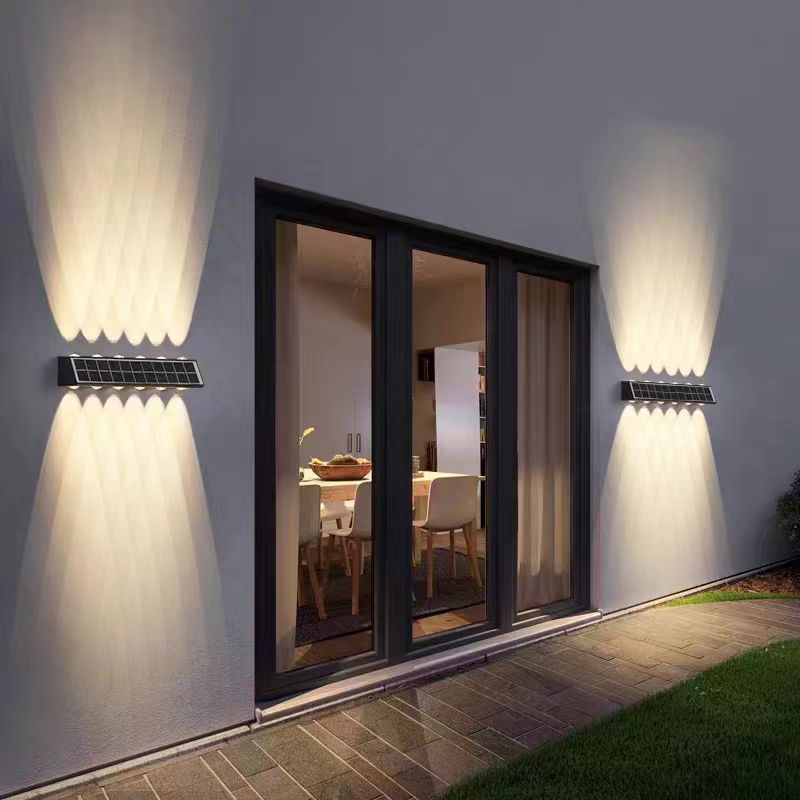 Solar wall lamps for outdoor, courtyard, landscape, balcony, outdoor, waterproof, dual-head, top and bottom lighting, creating a high-end atmosphere Application Scenario