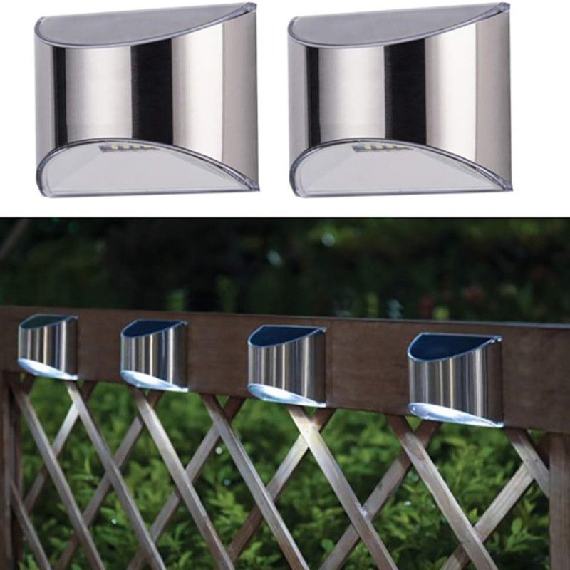The manufacturer supplies solar stainless steel wall lamps, outdoor courtyard step lamps, 4-LED rainproof sensor lighting street lamps details Picture