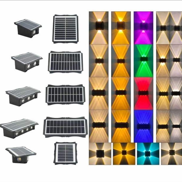 New solar wall lamps, wall-washing lights, outdoor courtyard waterproof, garden decoration and arrangement, ambient lights, and wall spotlights full figure
