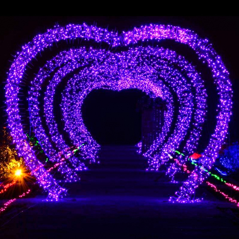 LED heart-shaped corridor arch-shaped lights, time tunnel outdoor lighting festival, park festival decorative lights, landscape lights Application Scenario