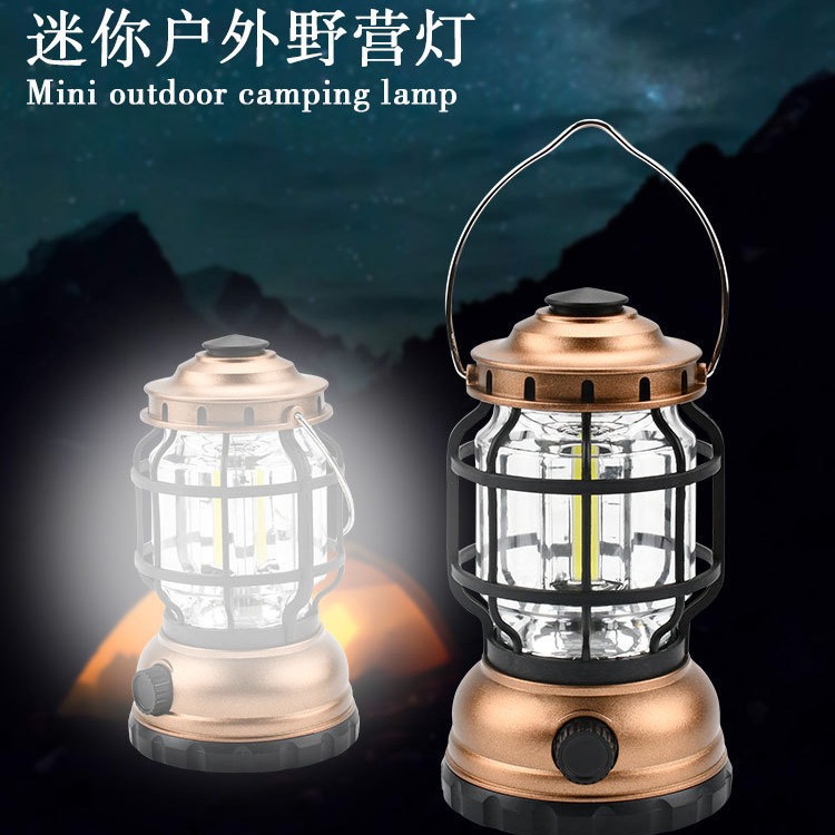 Cross-border outdoor horse lanterns, waterproof lighting fixtures, COB tent lights, landscape lights, rechargeable retro LED camping lights, flame lights Specification drawing