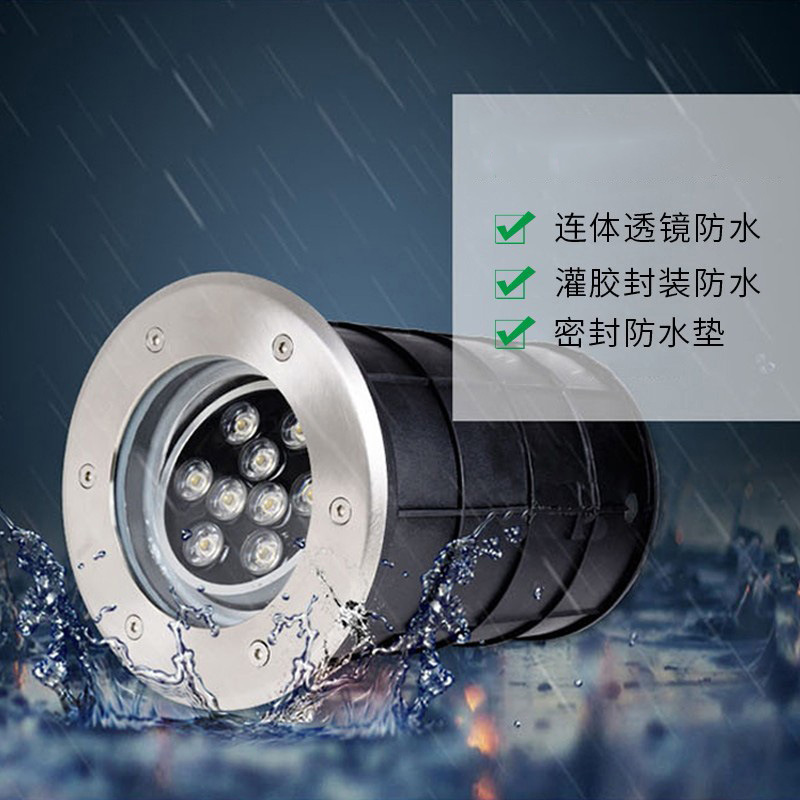 led outdoor waterproof embedded ground lights, garden courtyard lawn lights, high-power adjustable buried spotlights Specification drawing