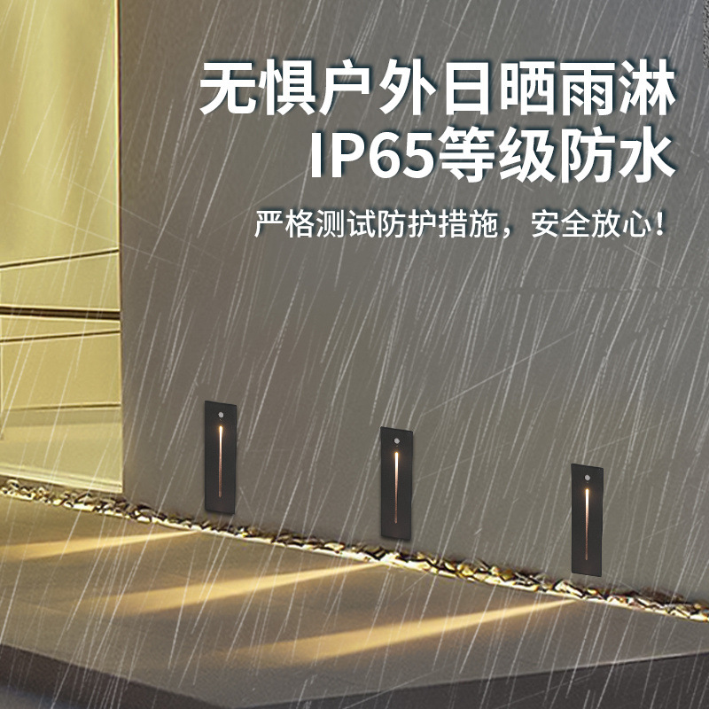 Staircase human-sensing floor light, indoor waterproof, embedded, hotel, villa, garden, corridor, step light Specification drawing