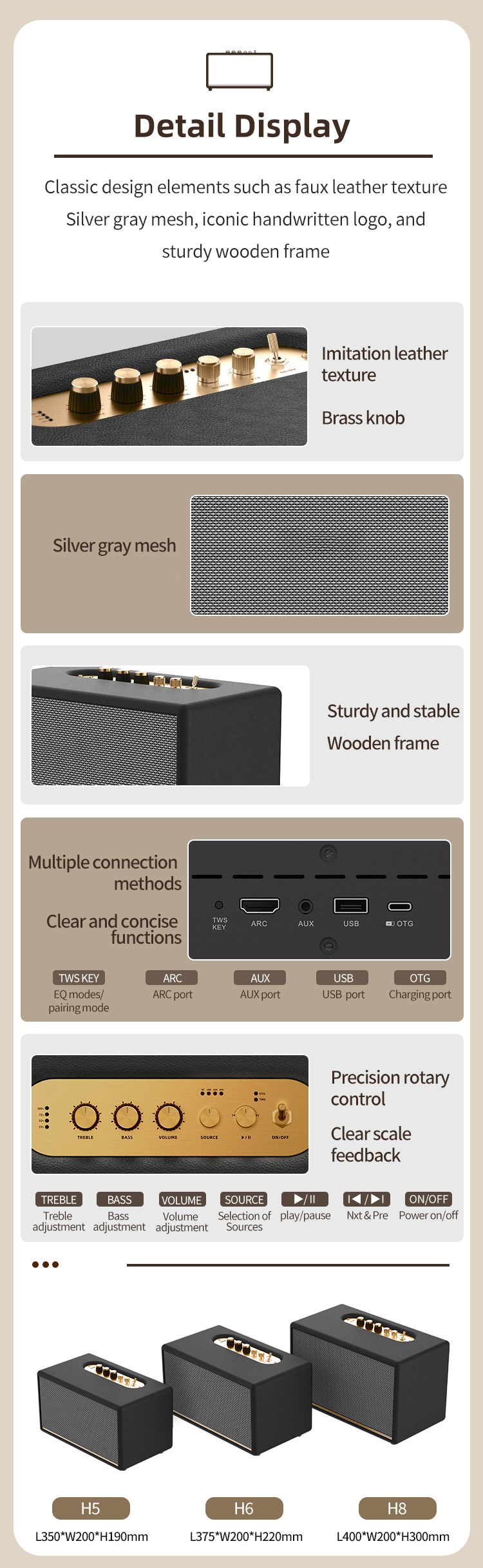 蓝牙音箱 Portable for Bluetooth 5.2 Stereo Speaker Parties Home详情7