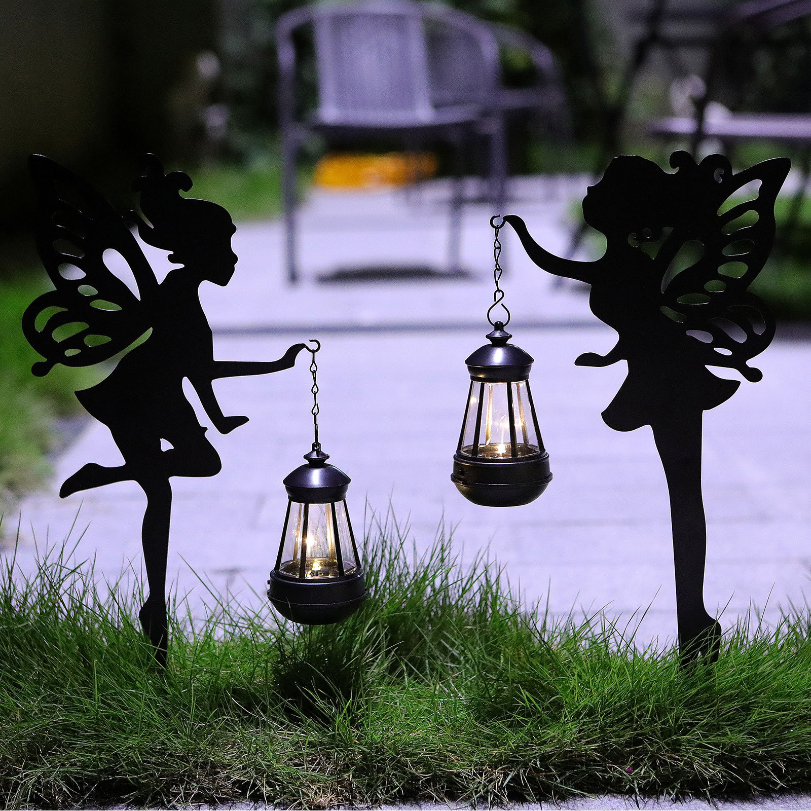 Amazon's new Flower Fairy Spirit solar lamp, outdoor ground insertion garden lamp, garden landscape hexagonal lamp manufacturer full figure
