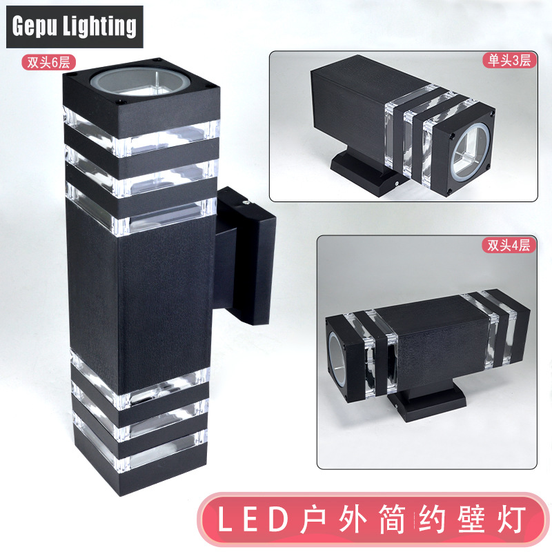 Outdoor wall lamps, led modern and simple double-head garden lamps, outdoor storefront exposed table lamps, square plastic kits, cross-border details Picture