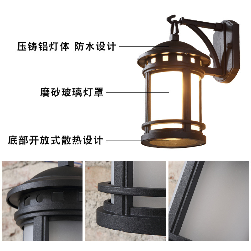 Cross-border LED new Chinese-style outdoor wall lamps, waterproof courtyard lamps, villa entrance, exterior walls, balconies, retro outdoor lamps Specification drawing