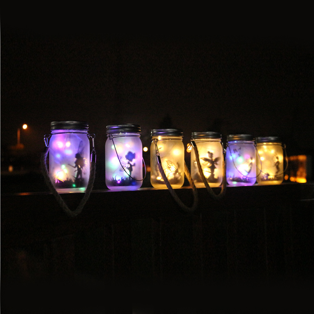 Cross-border Amazon solar glass Mason bottle, fairy can, solar lamp, garden lamp, garden decorative atmosphere lamp Specification drawing
