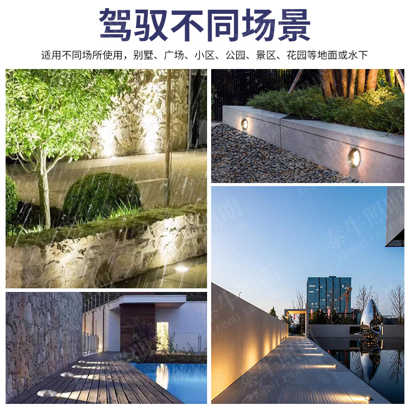 Side-emitting ground buried lamp, turtle shell lamp, embedded 1W, 3W single-side double-sided waterproof step walkway, stainless steel turtle back lamp Application Scenario