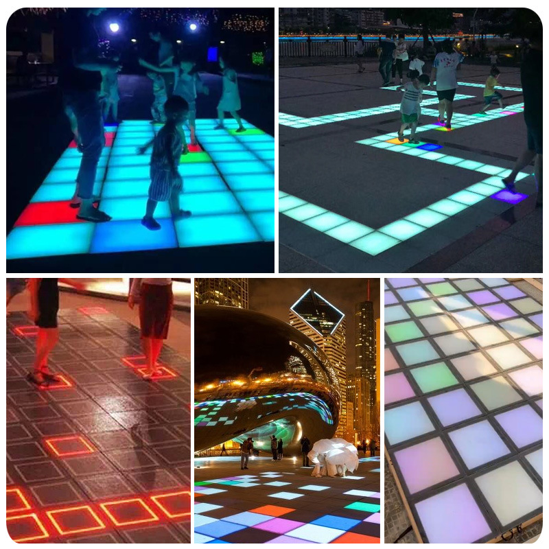 LED dynamic grid floor tile light, game interactive buried light, foot pedal amusement equipment, game, human body gravity sensing details Picture