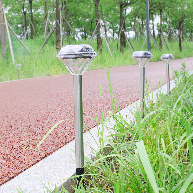 Solar-powered straight-pole diamond lamps, lawn lamps, ground socket lamps, outdoor rainproof landscape courtyard creative garden decorative lamps Application Scenario