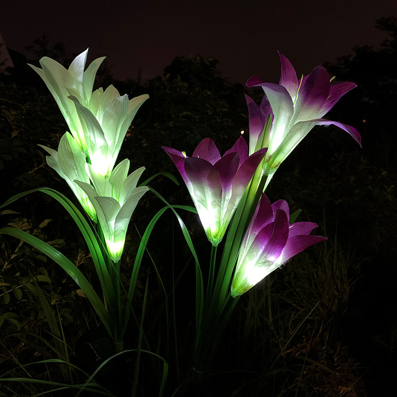 Yiwu Sunliang Electrical Appliance Factory has solar lily flower lights, silk fabric outdoor ground socket lights and led in stock Application Scenario