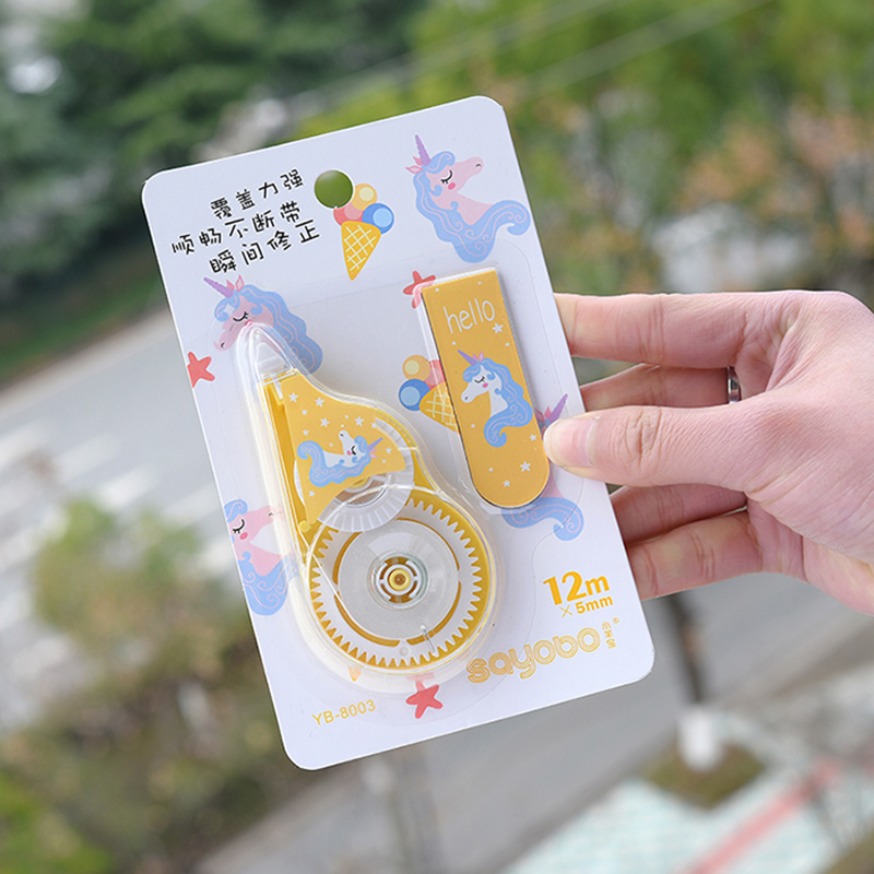 百航修正带/修正带/按压修正带/修正带学生卡通/涂改带学生可爱白底实物图