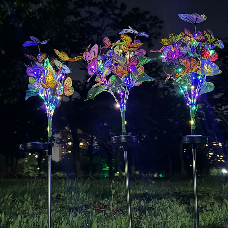 Solar-powered Red spider lily ground insert lights, cross-border best-selling outdoor waterproof decorative lights, lawn and courtyard atmosphere simulation flower lights details Picture
