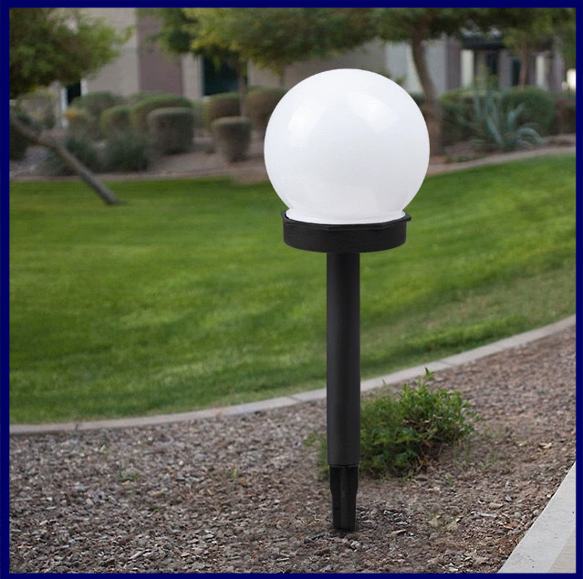LED solar lawn lights, white corrugated ball lawn lights, community park and villa lighting decorative lights Specification drawing