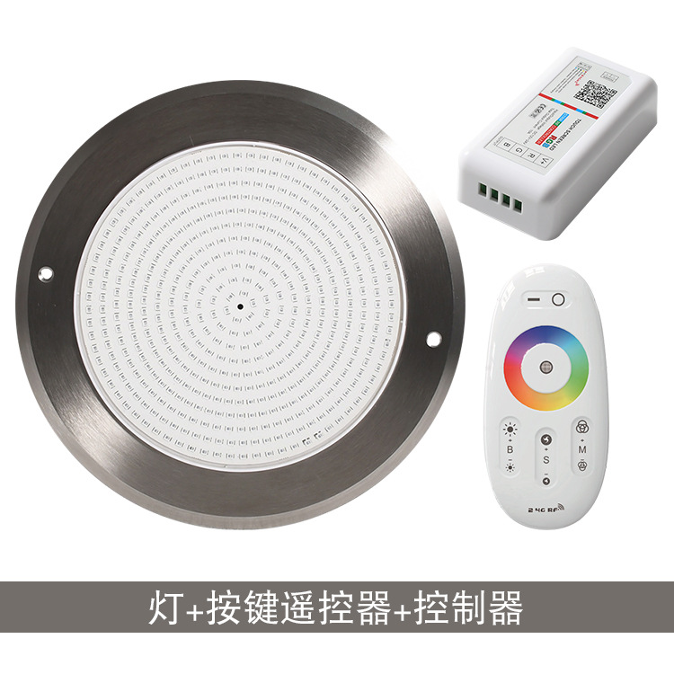 Cross-border ultra-thin stainless steel led swimming pool light, wall-mounted, hole-free waterproof, seven-color mobile APP underwater light Specification drawing