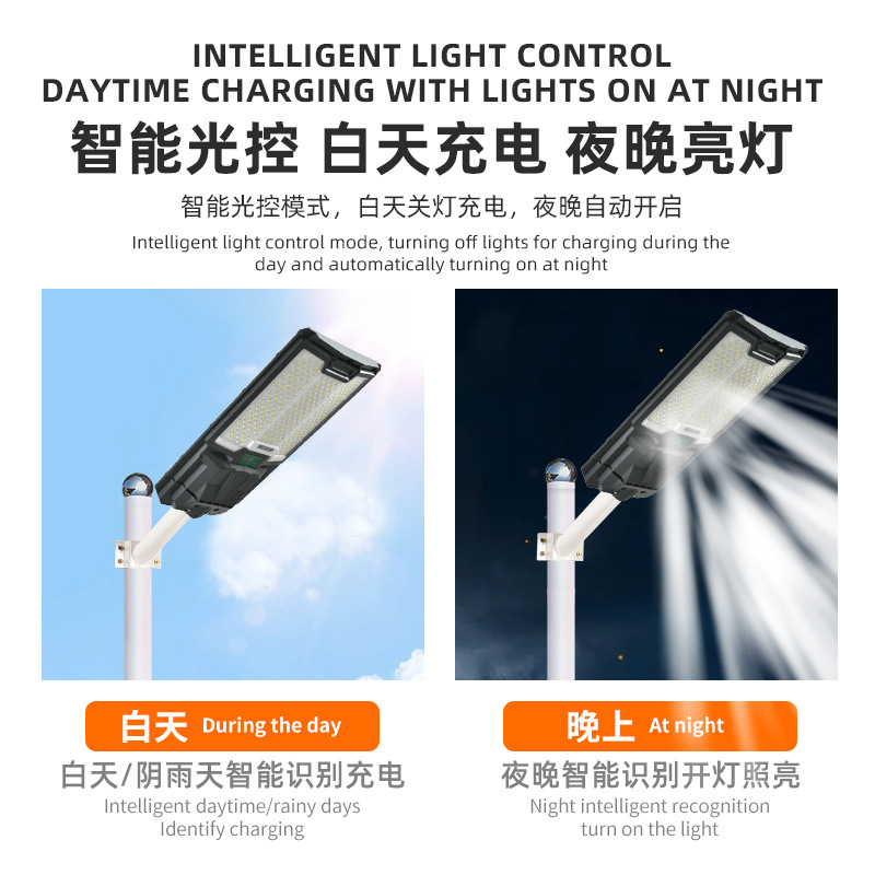 New ultra-bright integrated lighting lamp, home smart sensor garden lamp, cross-border outdoor waterproof solar street lamp Specification drawing