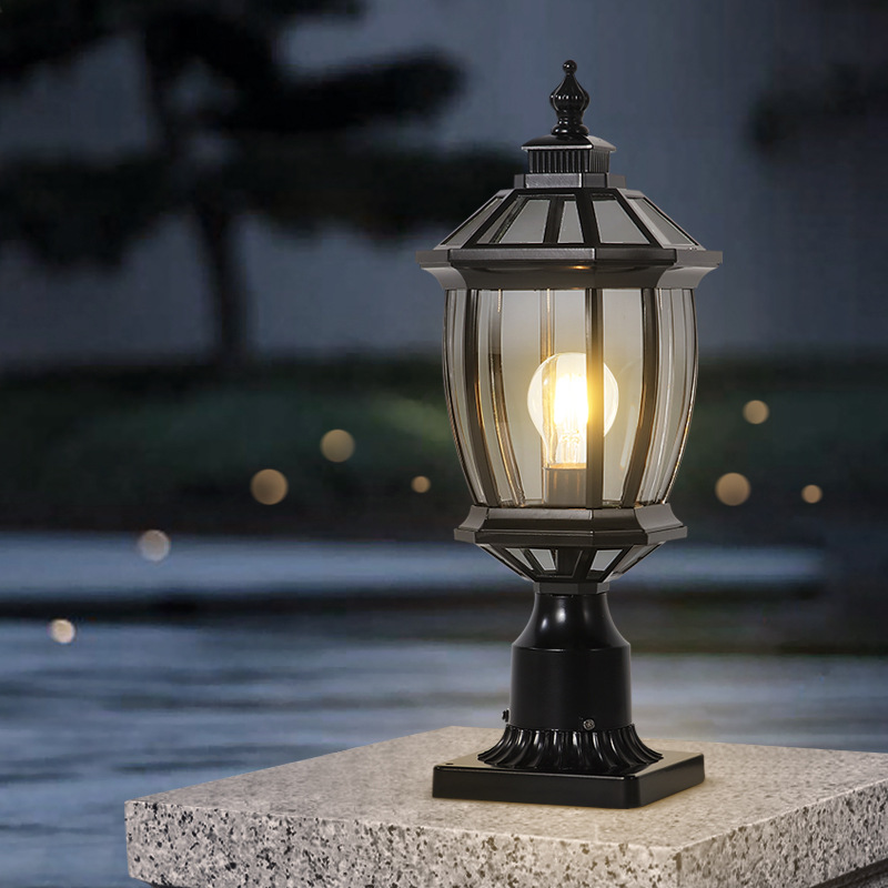 Solar-powered fence lights, outdoor courtyard terrace entrance column lights, outdoor waterproof and simple fence led column head lights full figure