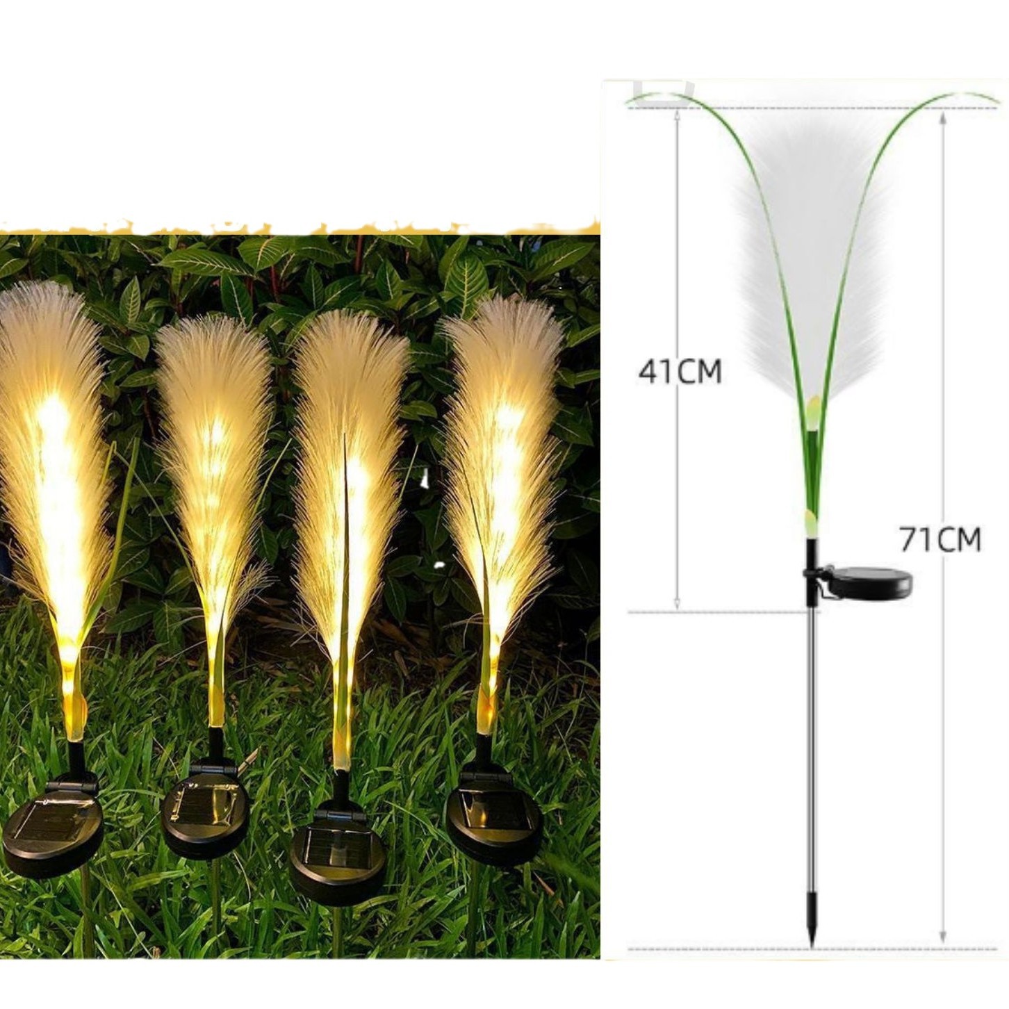 Simulation reed lamps, outdoor waterproof garden lighting, solar landscape ground insertion decoration, courtyard atmosphere engineering lighting Item Picture