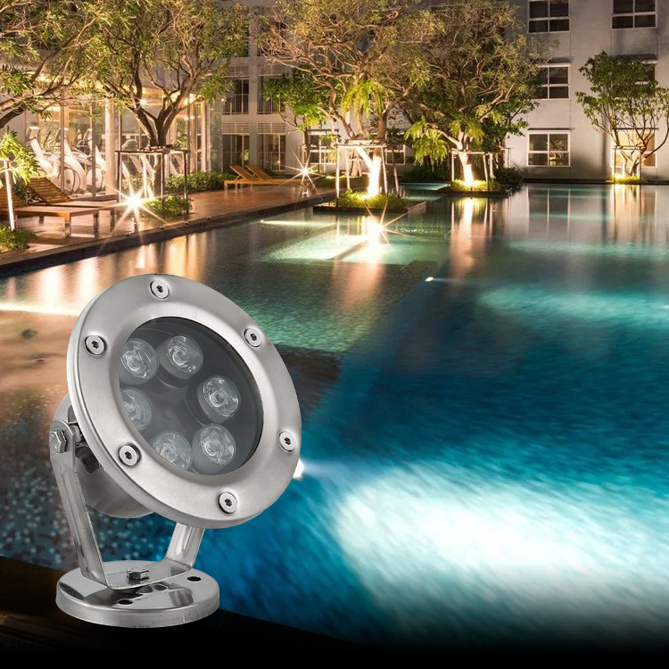 LED stainless steel underwater diving lights, seven-color underwater lights, fountain lights, pool, swimming pool, fishpond and water feature lighting lights full figure