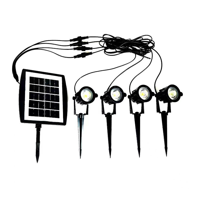 Solar-powered one-to-two ground plug lights, solar-powered one-to-four floodlights, outdoor waterproof light-sensing automatic switch energy-saving lamps Item Picture