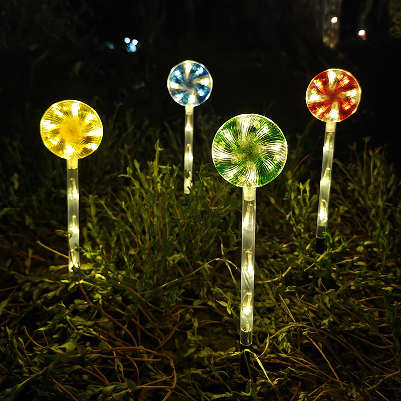 Solar-powered colorful candy lollipop lights, Christmas lawn and garden decoration LED ground stick ambient lights full figure