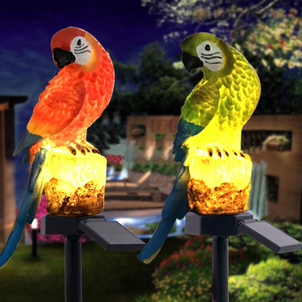 Cross-border solar resin parrot garden ground insert lights, outdoor park LED landscape lights, courtyard decorative lawn lights full figure