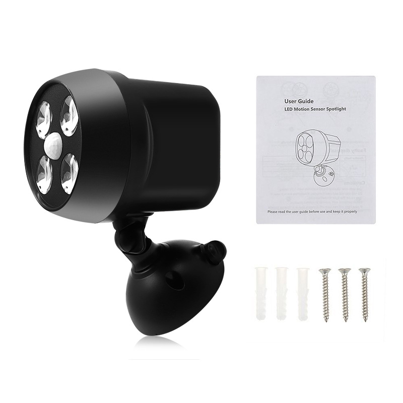 Factory direct sale of owl garage spotlights with 4LED infrared 360-degree rotating sensor wall lamps and energy-saving street lamps for courtyards full figure