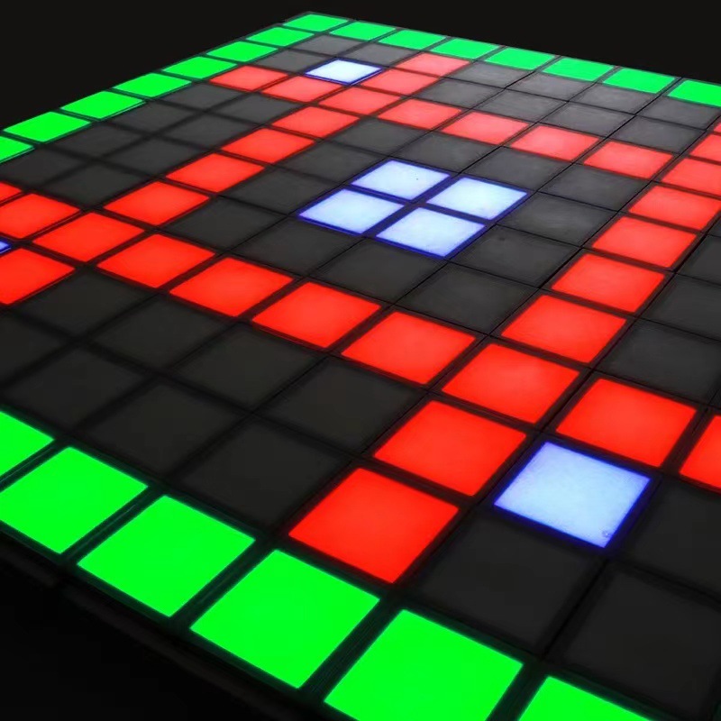 Cross-border jumping block floor light, multi-person sports block foot pedal game, interactive floor tile light, grid light manufacturer Specification drawing