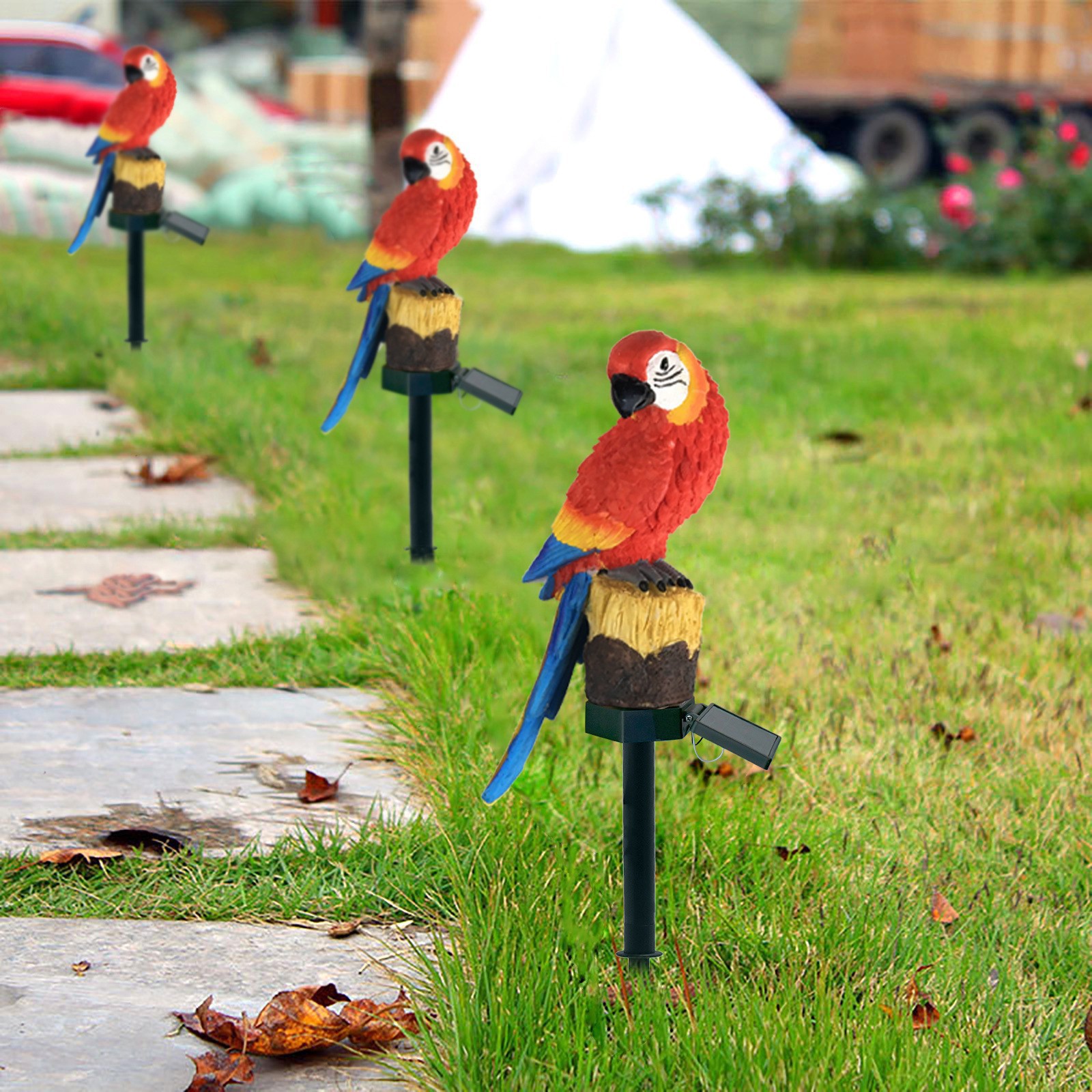 Cross-border solar resin parrot garden ground insert lights, outdoor park LED landscape lights, courtyard decorative lawn lights Specification drawing