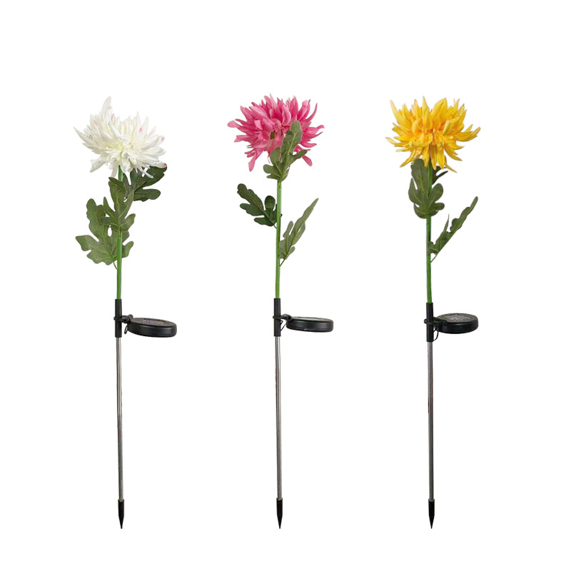 Cross-border new outdoor ground plug lawn courtyard light, garden decoration sensor landscape light, LED solar chrysanthemum light Item Picture
