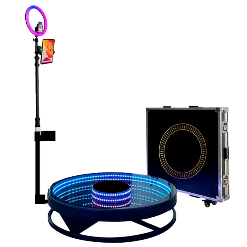 360Photo Booth: 360-degree circular rotating luminous stage glass style stage automatic rotating panoramic shooting Application Scenario
