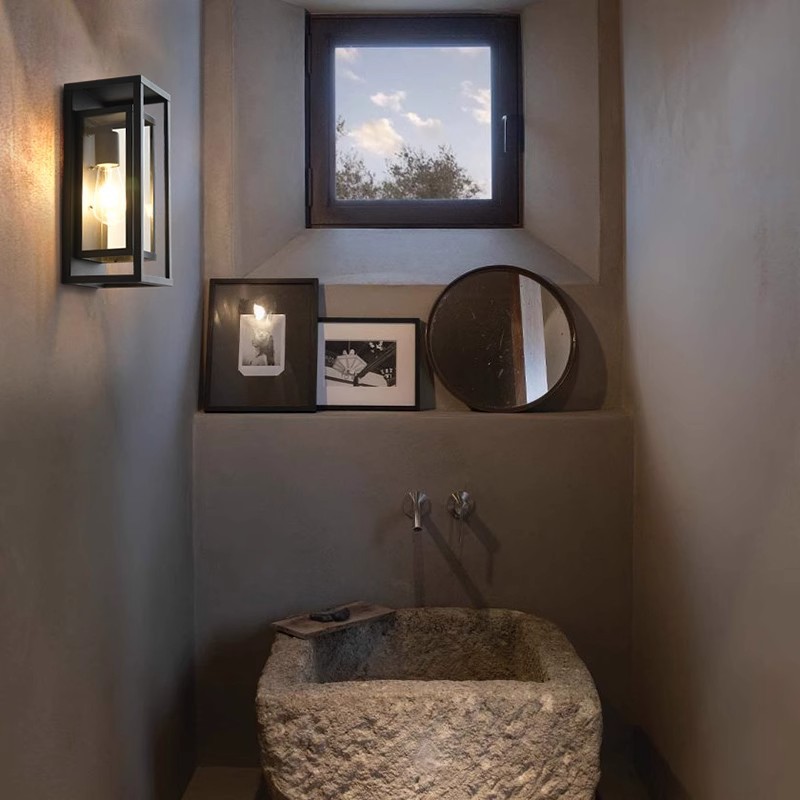 Simple outdoor waterproof wall lamps for balconies, corridors, doorways, outdoor villas, gardens, glass lampshades, and terrace lighting fixtures details Picture