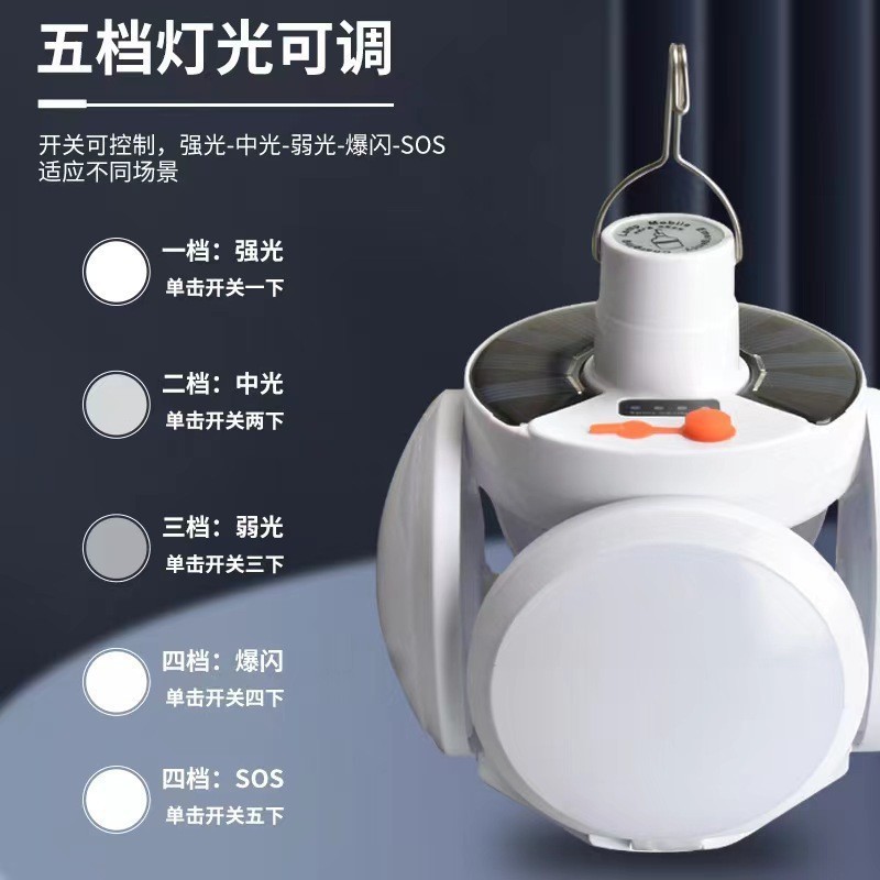 Solar football lights, night market stall lights, portable household power failure emergency energy-saving lights, outdoor camping lighting lights Specification drawing