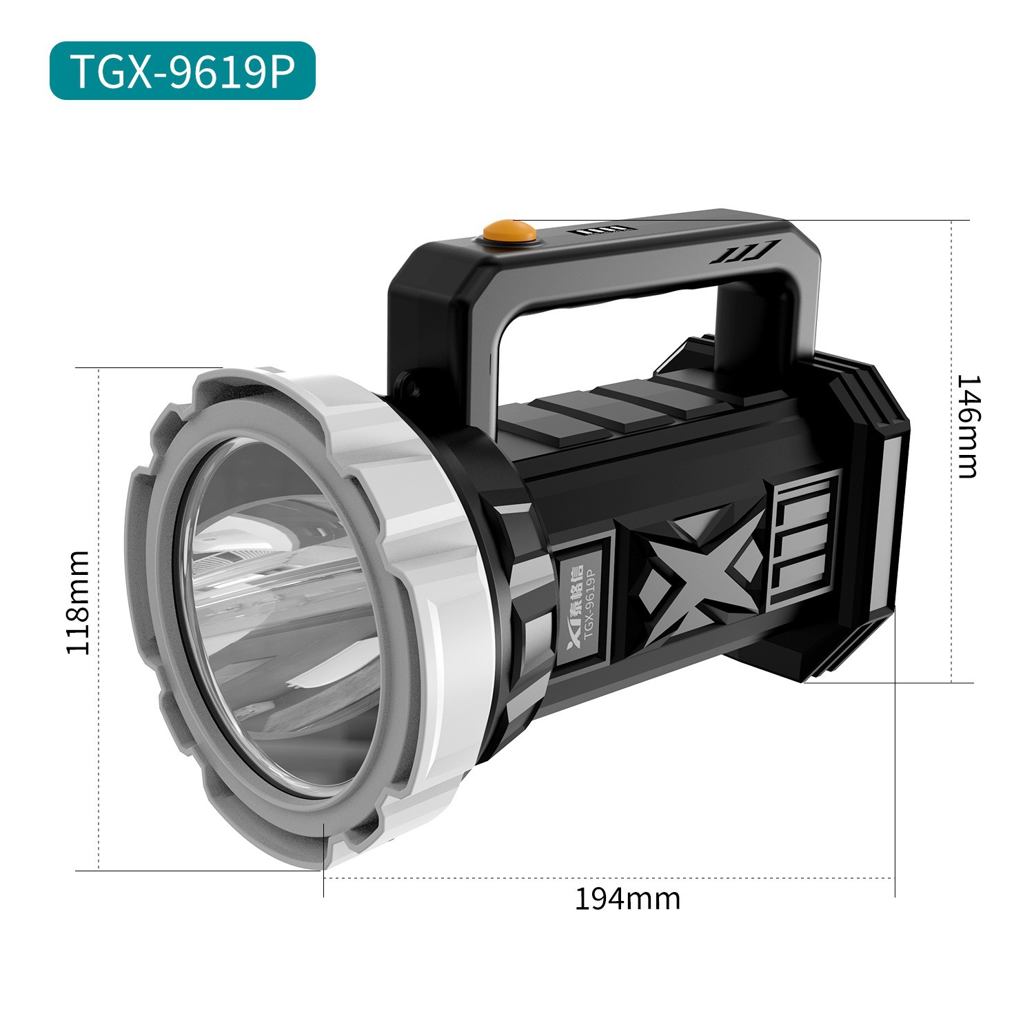 Tianxin 9619P rechargeable high-intensity searchlight, ultra-bright long-range shooter, ultra-bright, long-lasting, rescue and flood control details Picture
